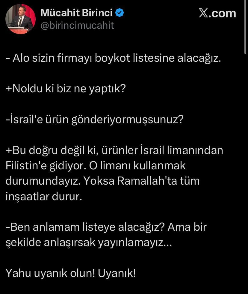 The AKP is uncomfortable with Israel's Boycott of Israel.