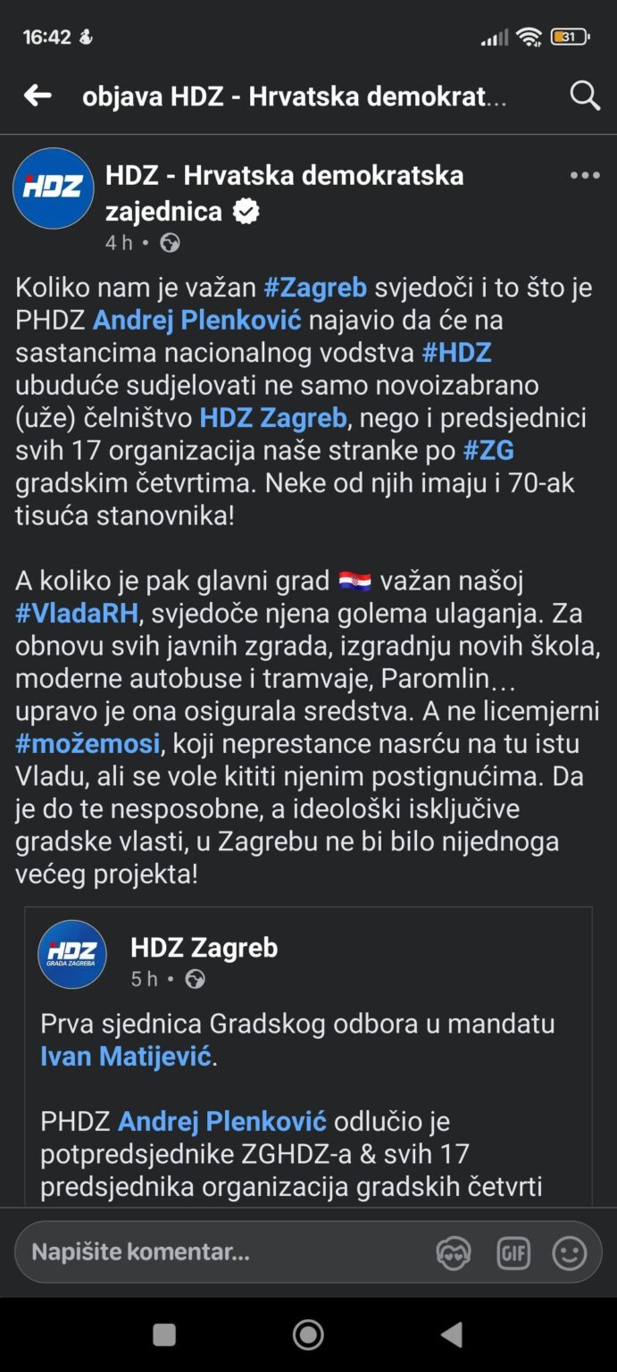HDZ-ov facebook
