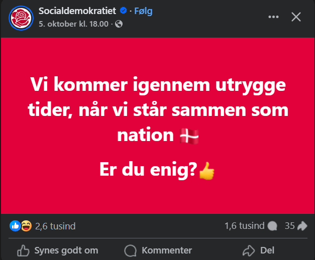 New trend in Danish politics: empty words, flag emoji and a question mark?