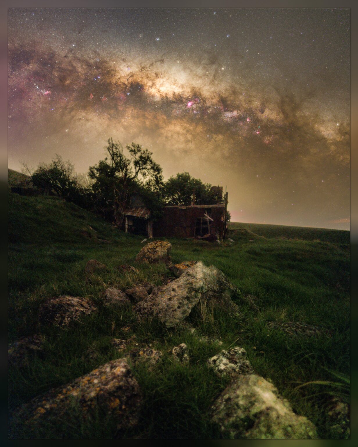 The Milky Way over an abandoned limestone quarry