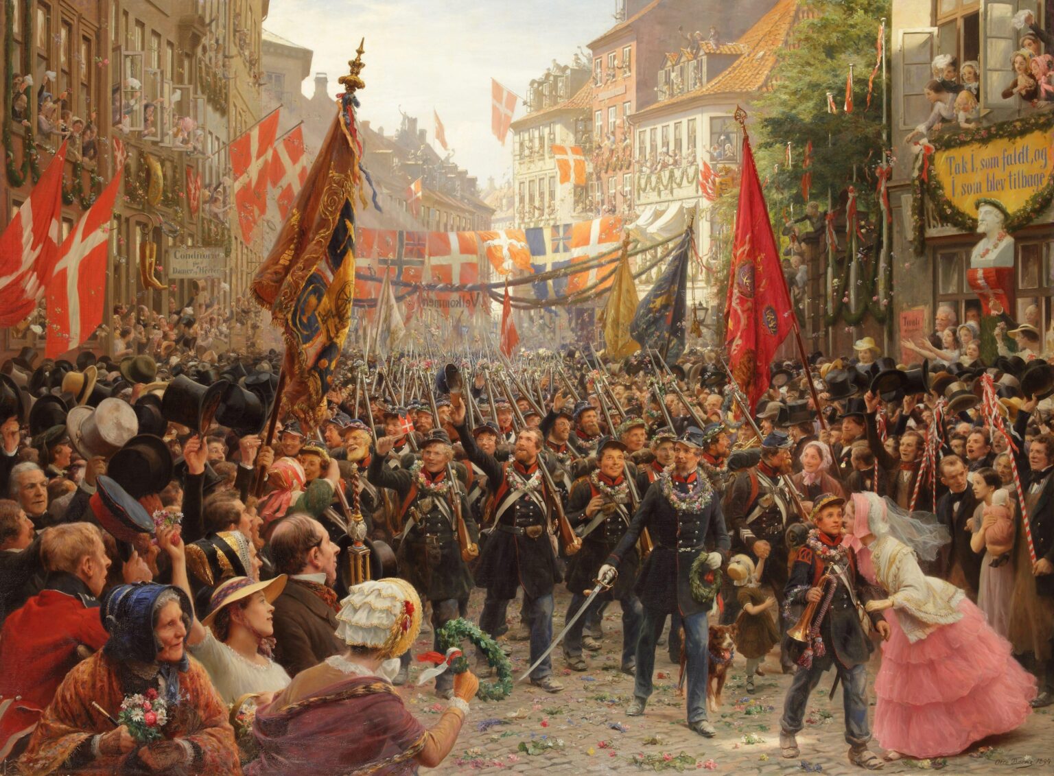 Soldiers' return to Copenhagen in 1849 by Otto Bache (1894)