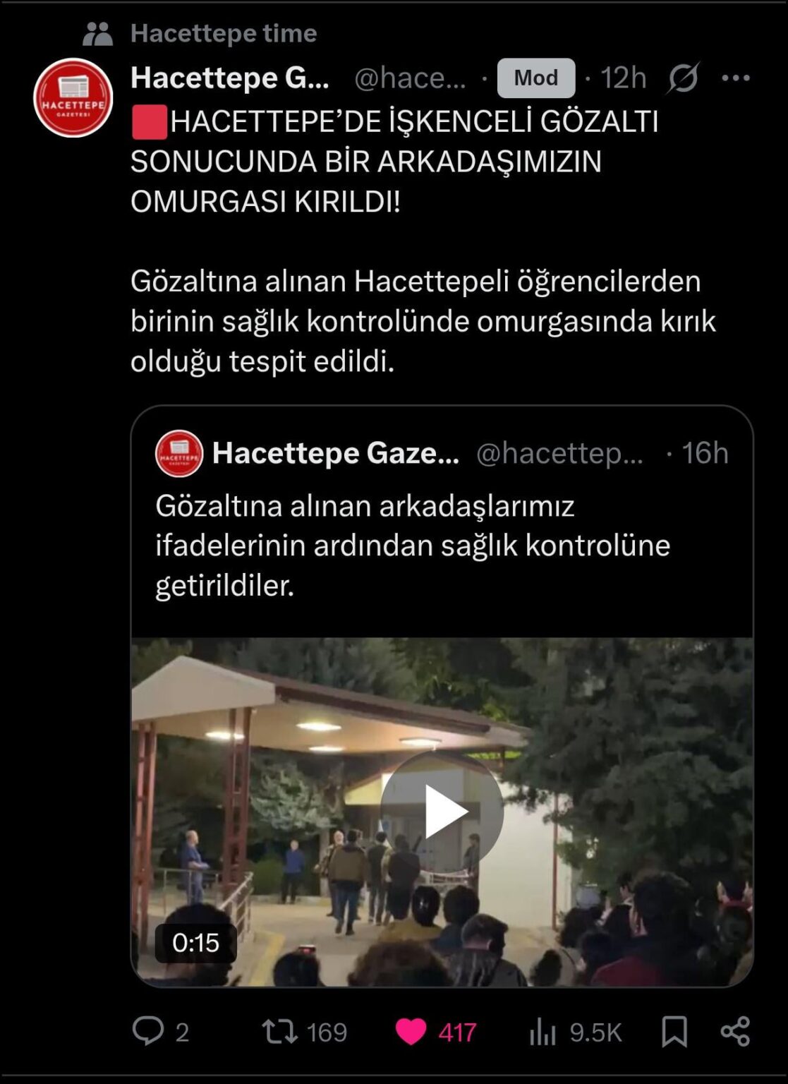 Police Broke a Student's Spine in Hacettepe! (Hacettepe Newspaper)