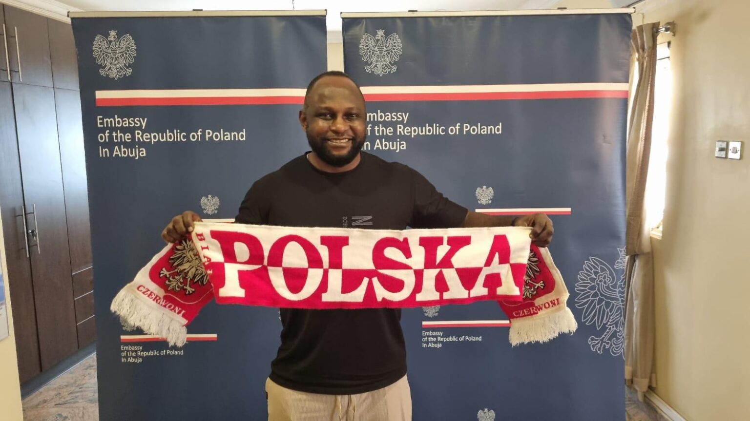 In recent days, 46-year-old Emmanuel Olisadebe visited the Polish embassy in Nigeria