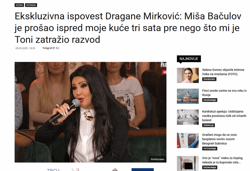 Dragana Mirkovic o Miša Baculova
