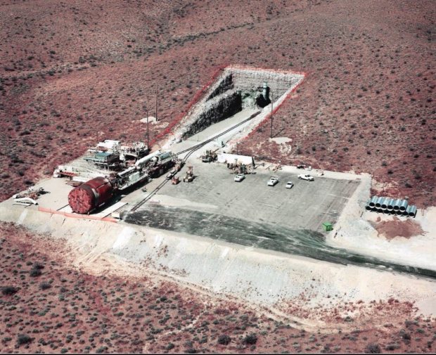 Aerial view of an entrance to Yucca Mountain (New York Times Photo)
