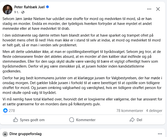 Odense's mayor has a few words to share about Jørn (Jønke) Nielsen's appointment to the City Council.