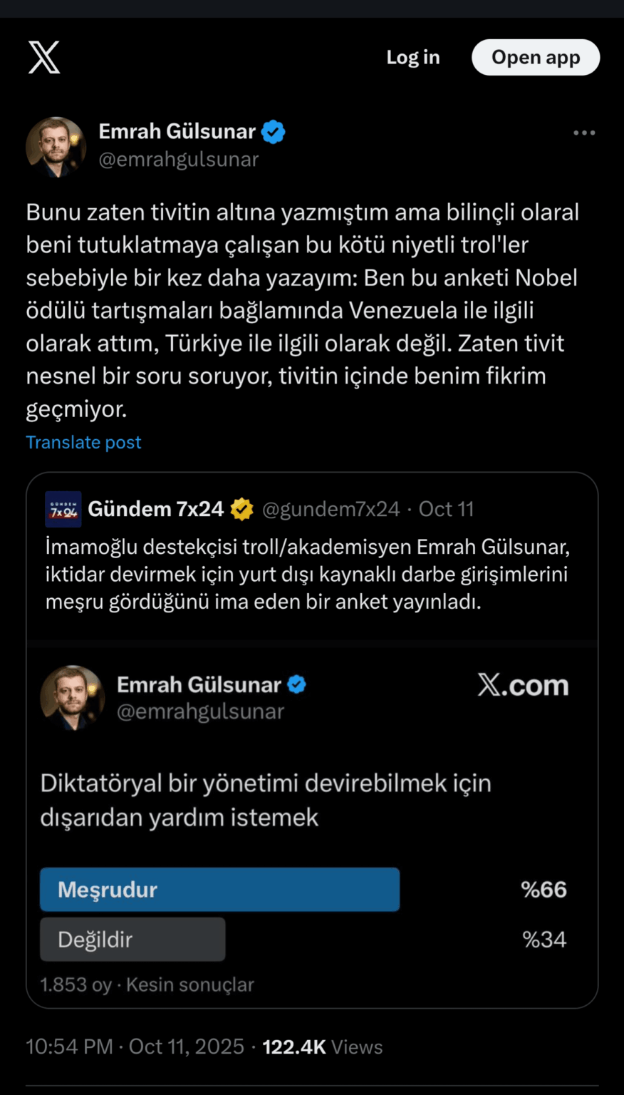 Academician Emrah Gülsunar was detained