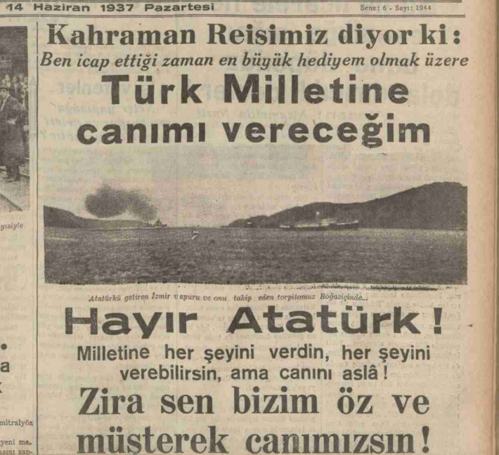 A newspaper headline from 1937
