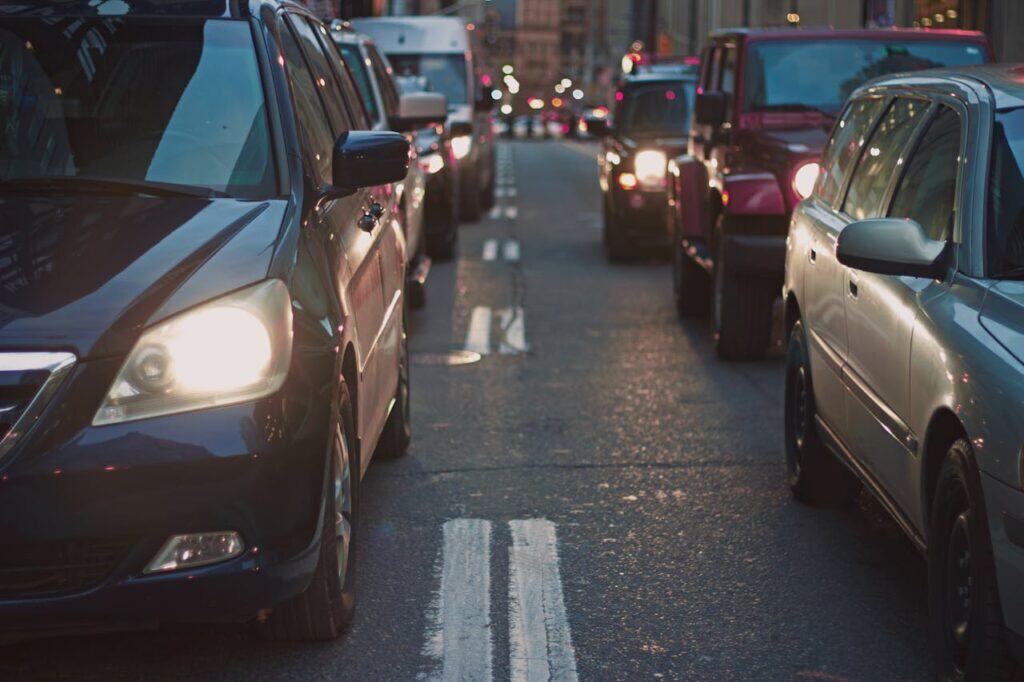 Cars stuck in traffic
