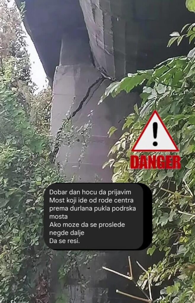 A pillar of the bridge in Nis broke