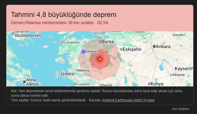 There was an earthquake again near Sındırgı, this time in Manisa. I hope there is no problem for those who felt it.