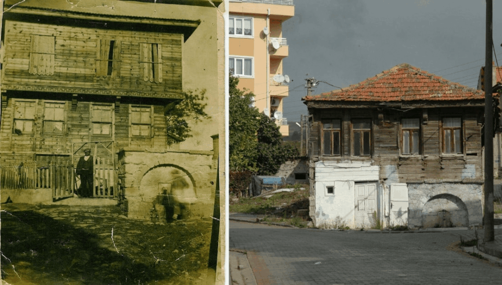 My great-great-grandfather's house west of Istanbul before 1923 and today.