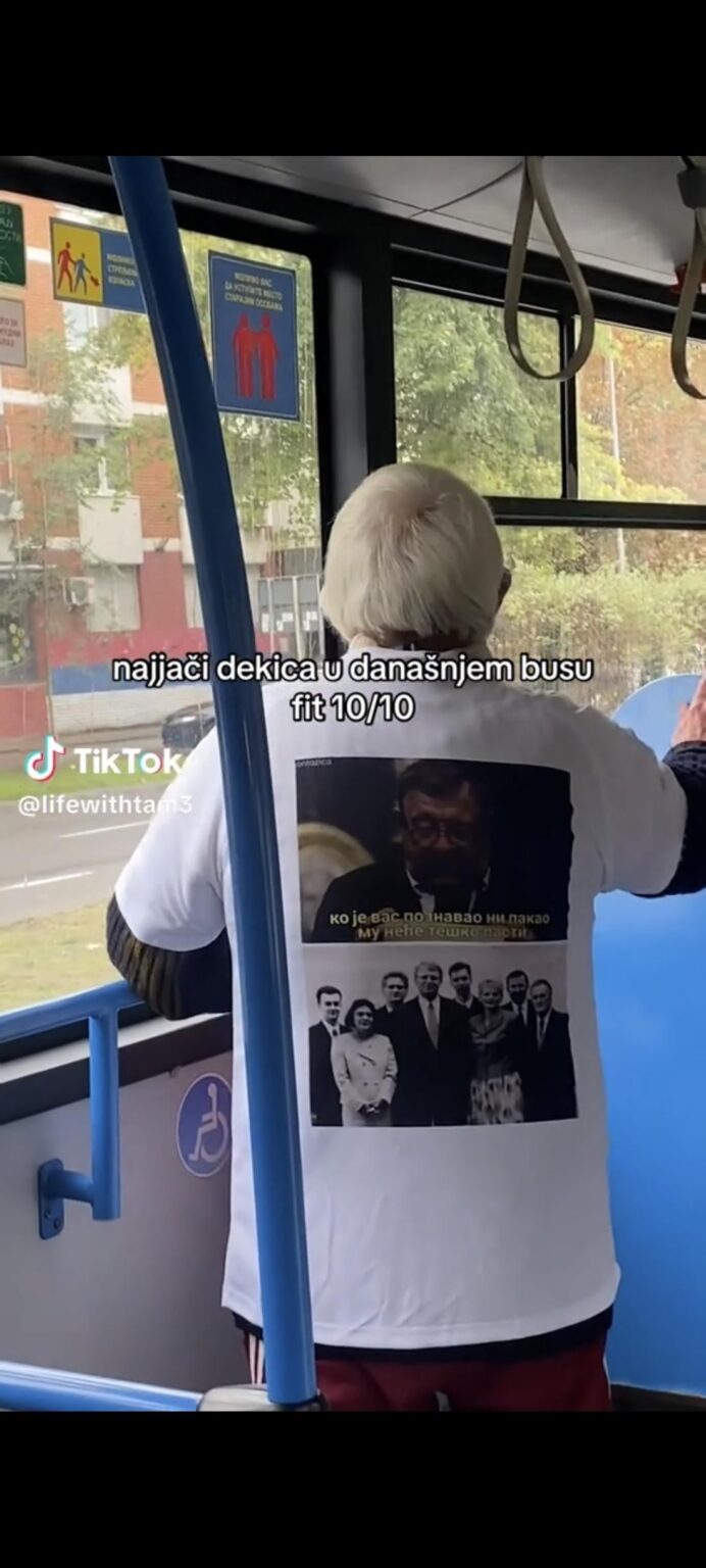 Grandpa who carried a T-shirt as a form of support with the arrested student Bogdan continues to dominate.