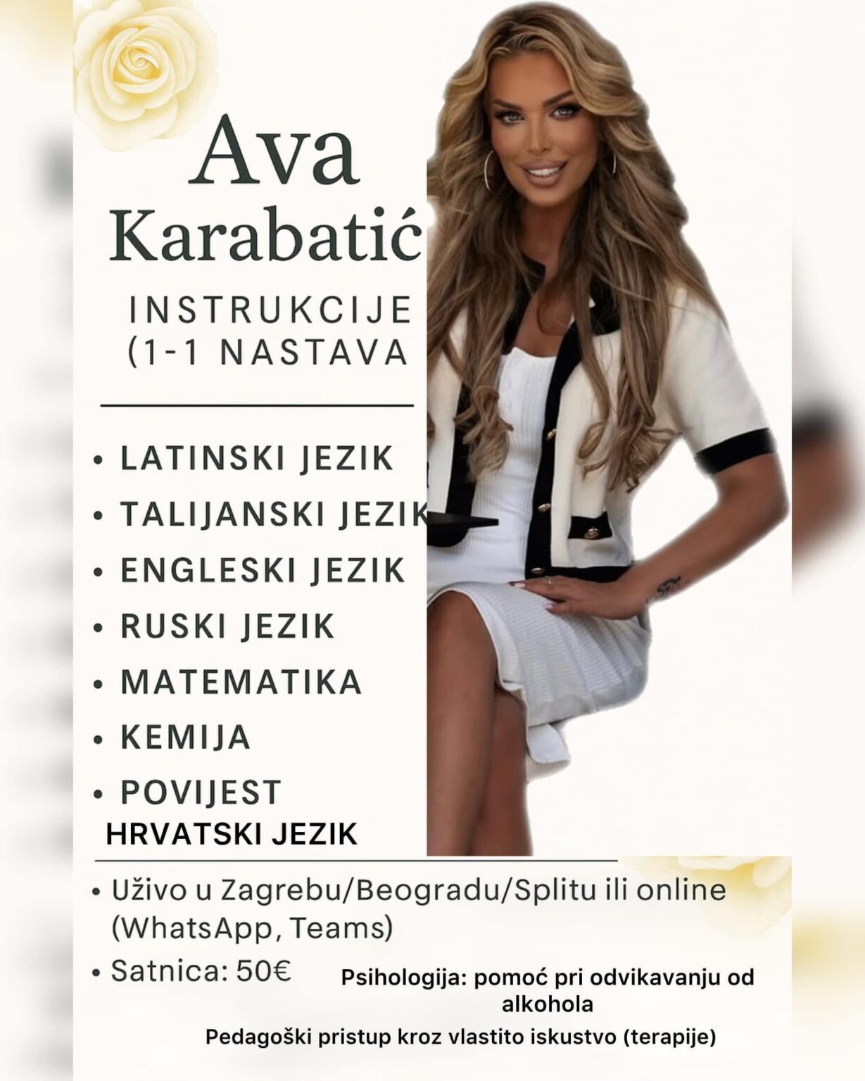 Ava Karabatić gives instructions in history and other subjects for only €50 per hour!
