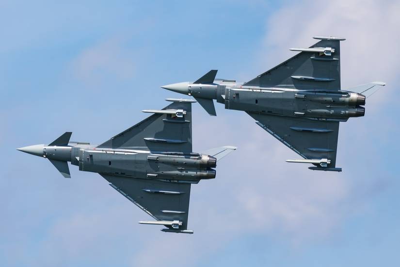 Austrian Air Force Eurofighter Typhoon fighter jet plane at air base