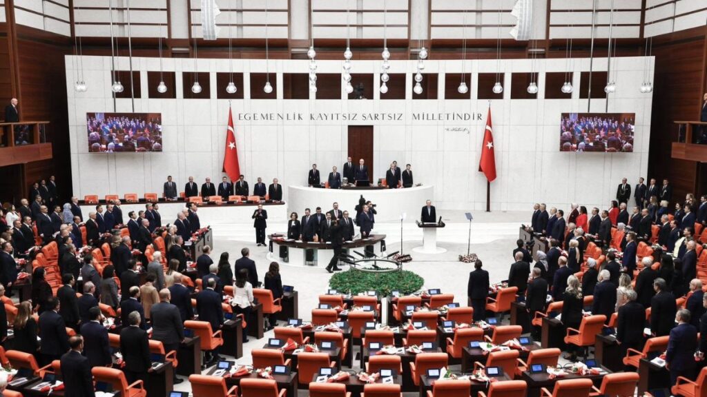Turkish President Recep Tayyip Erdoğan delivers a speech at the Grand National Assembly of Turkey on the occasion of its 28th term and fourth legislative year, October 1, 2025 (Turkish Parliament/Facebook).
