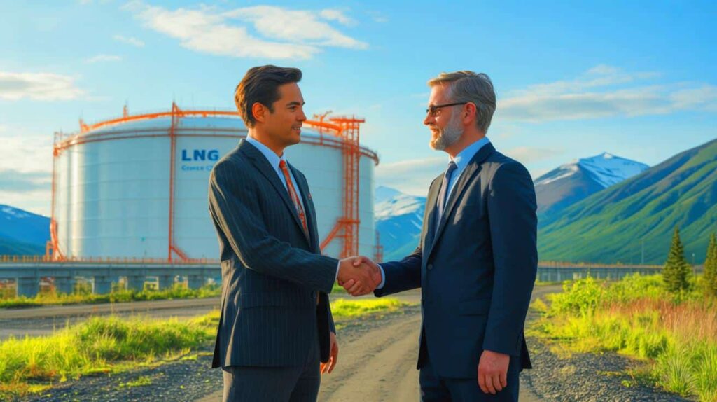 Illustration of Tokyo Gas Co. exploring a potential liquefied natural gas deal with the Alaska LNG project.
