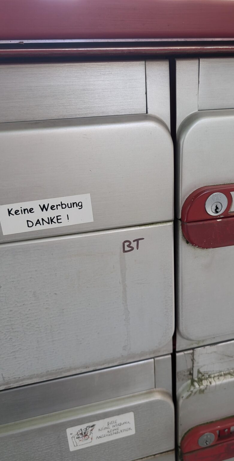 BT written on my mailbox BT written on my mailbox