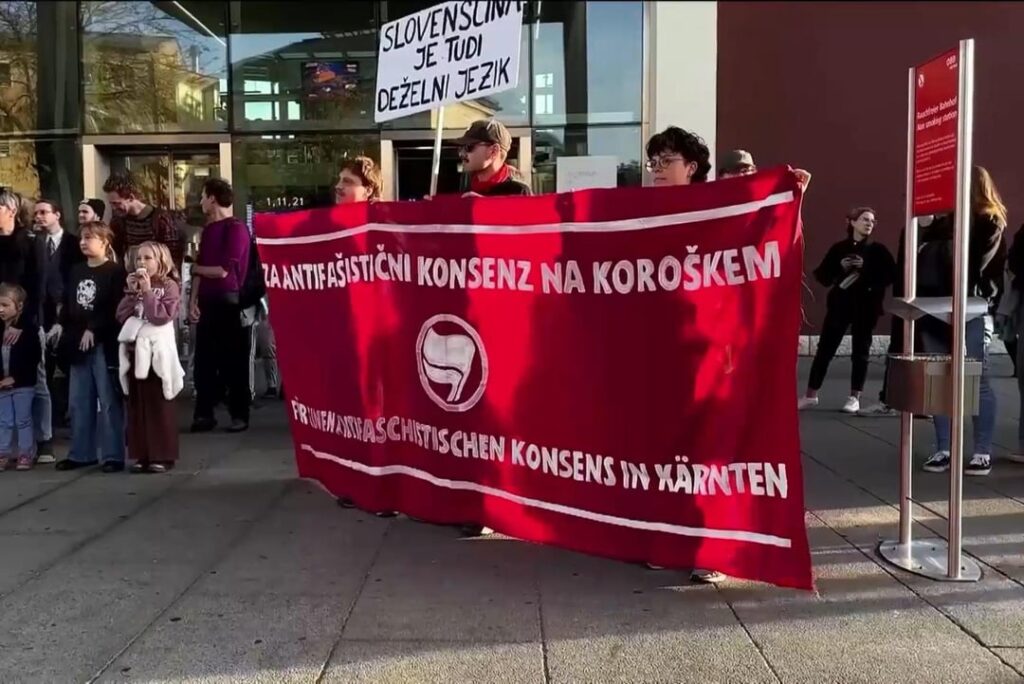 Anti -fascist protest at the 105th anniversary of the Carinthian plebiscite in Klagenfurt