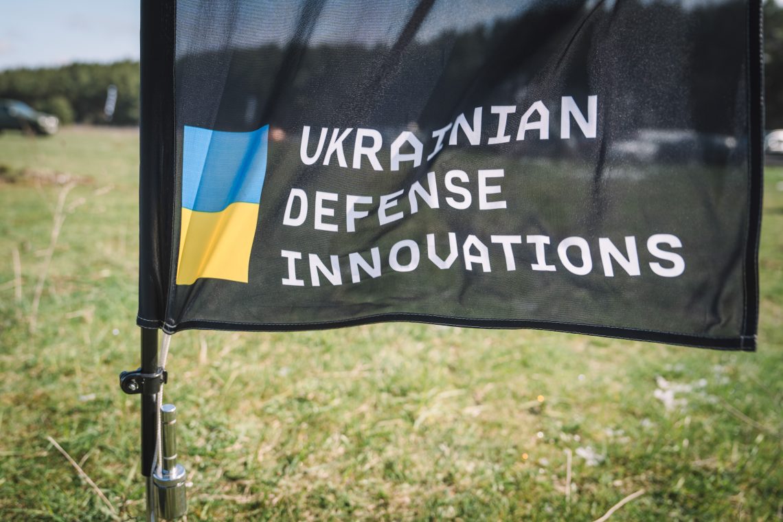 April 11: A flag at a Brave1 testing ground in an undisclosed location in Ukraine. Brave1 is a government-backed initiative to help the private sector and military work together on defense tech.