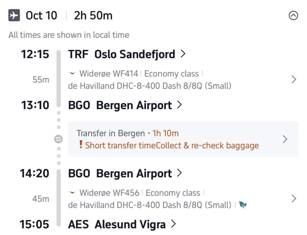 Wideroe Flight Transfer Baggage Situation?