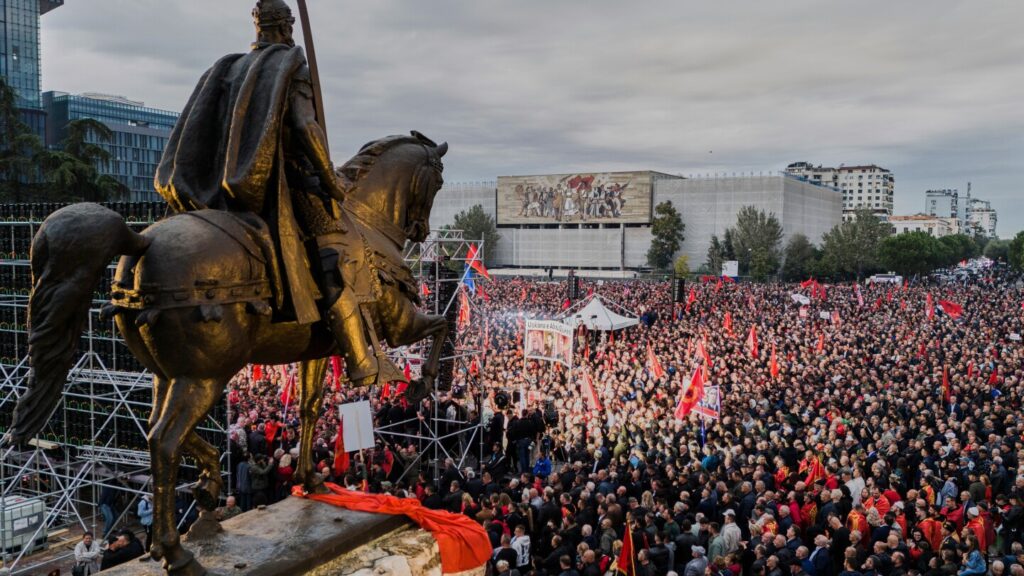 Kosovo war veterans and supporters protest in Albania against EU court