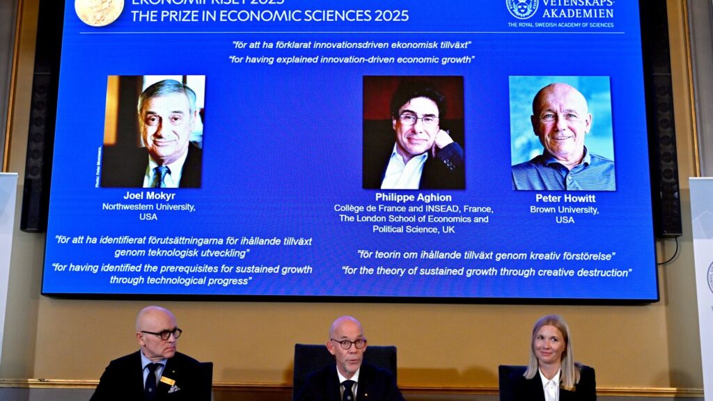 Nobel economics prize goes to 3 researchers who probed process of innovation