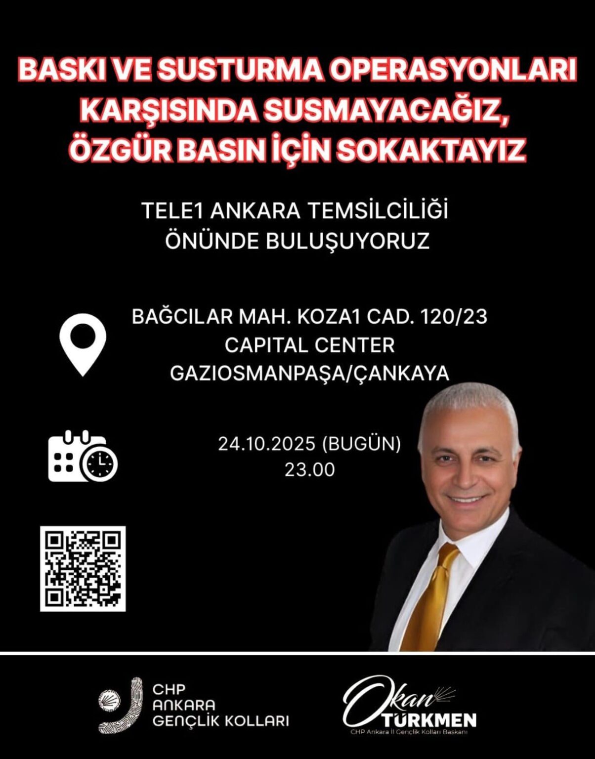CHP Calls the People of Ankara to Solidarity with TELE 1! Today at 23:00, in an hour.