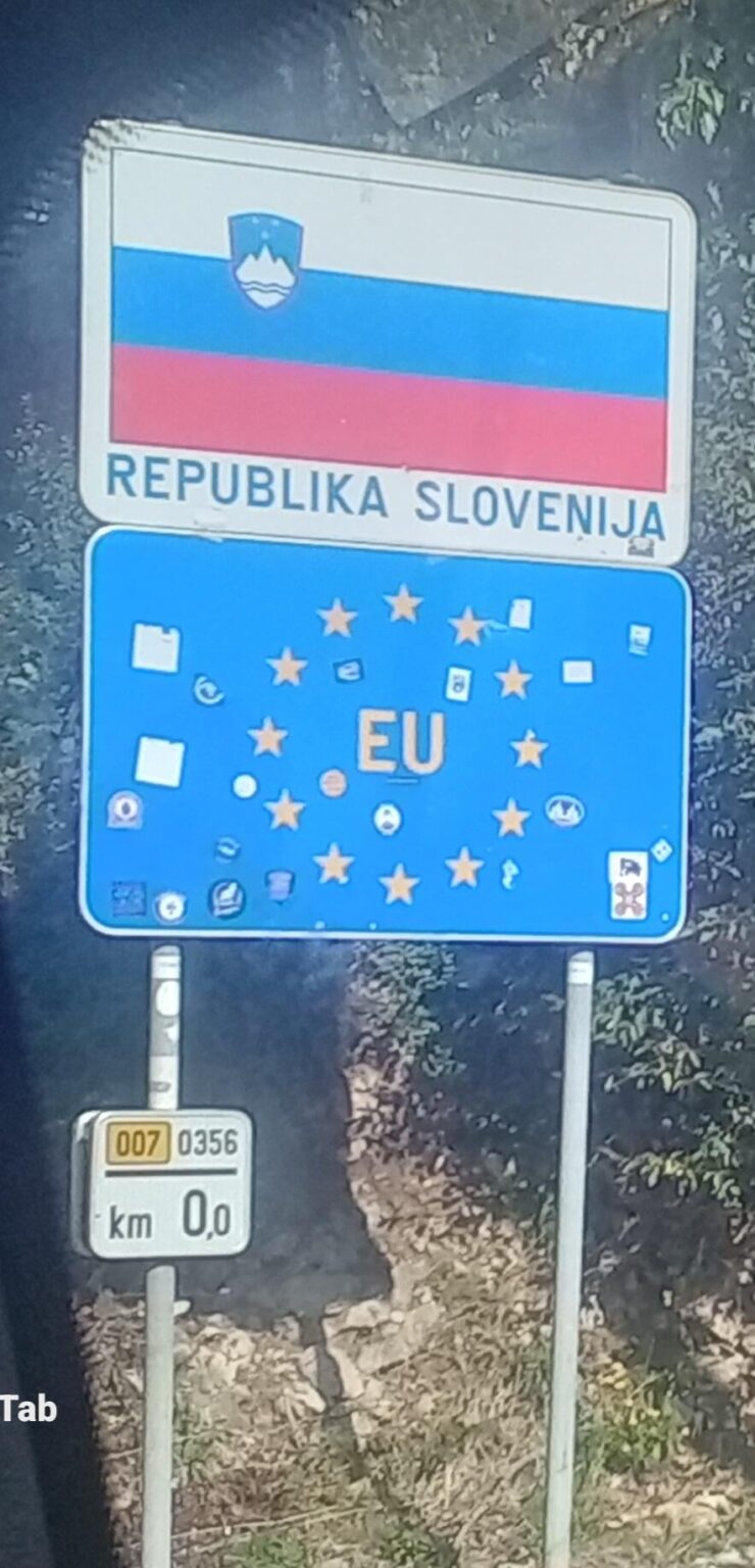 I have been in Slovenia once during Vacation and managed to take this picture right at the Border between Slovenia and Croatia.