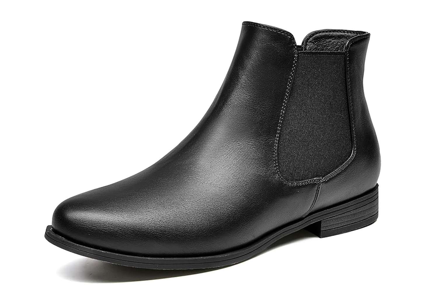 VJH confort Women's Slip on Ankle Boot, Western Almond Round Toe Low Heel Elastic