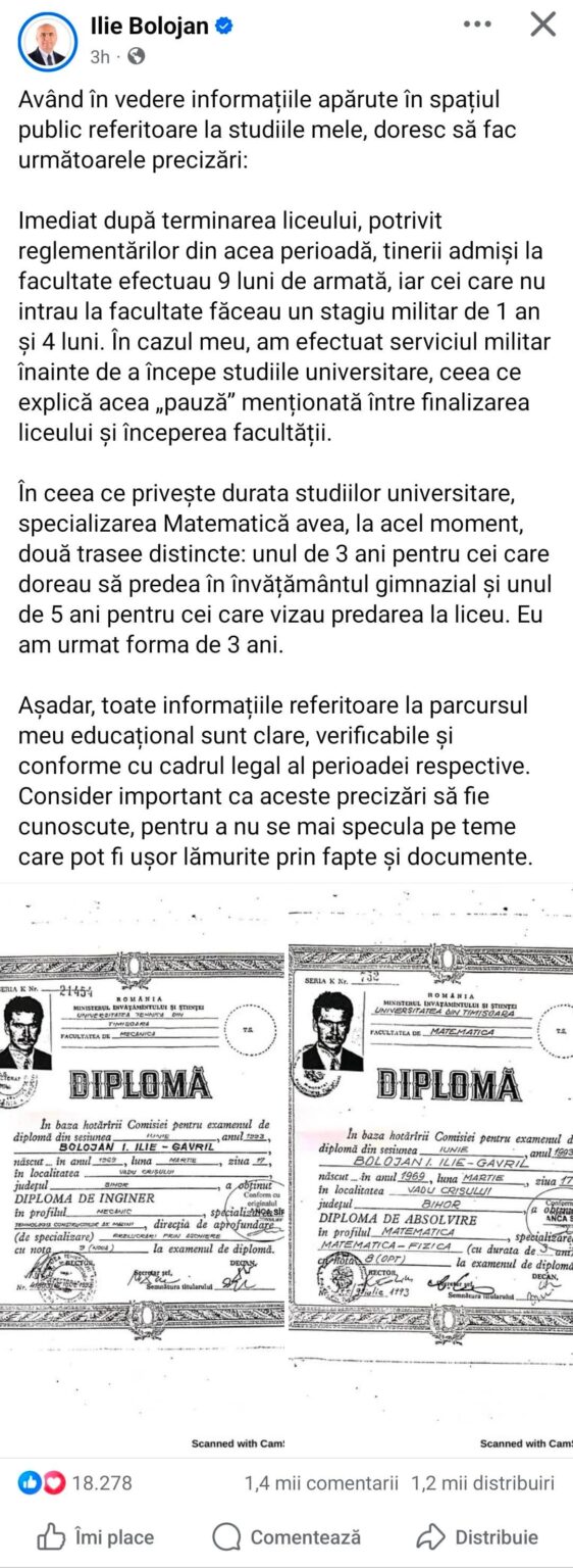 Bolojan presents his diplomas