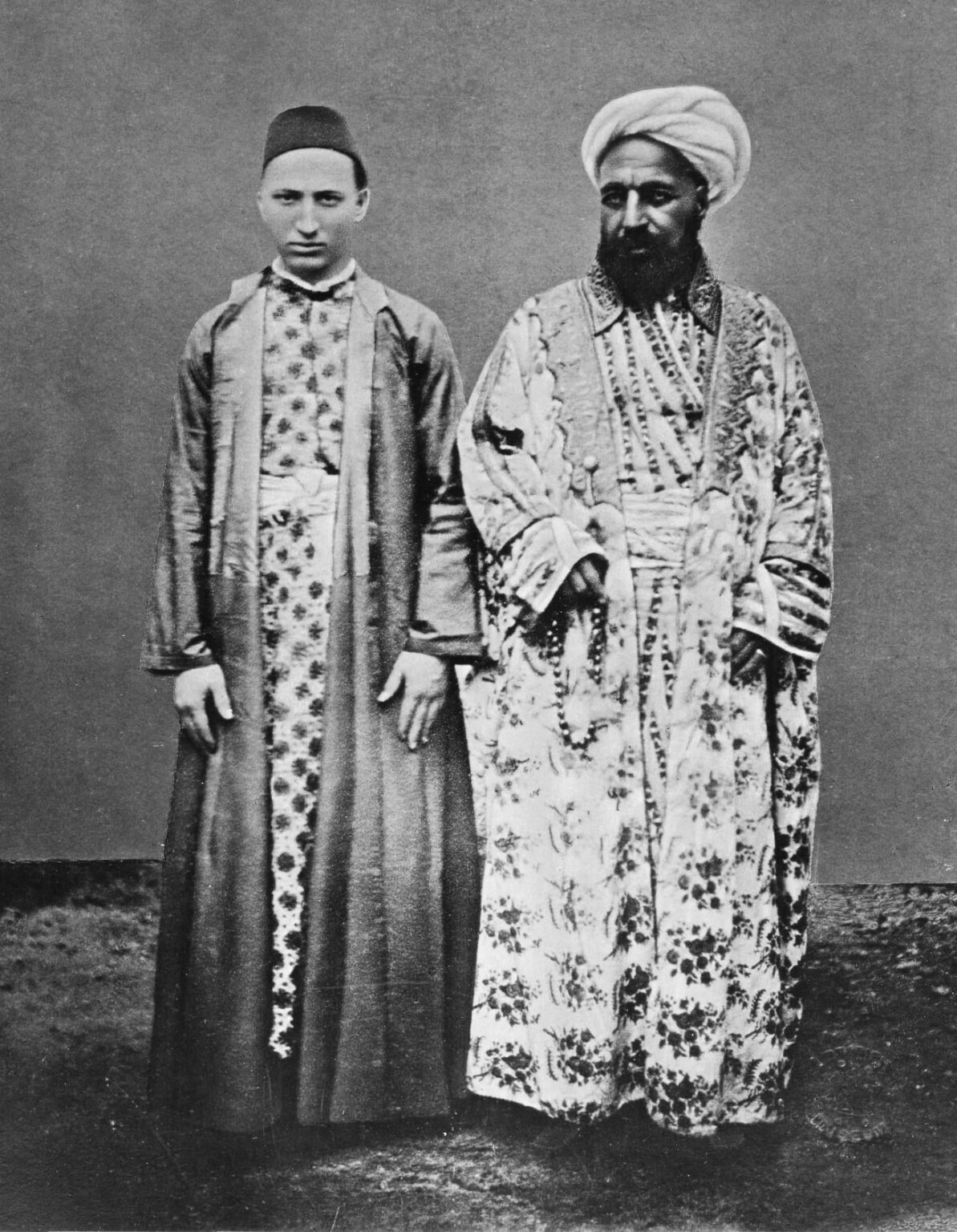 Meccan merchant and Circassian slave, 1887, Ottoman Empire Meccan merchant and Circassian slave, 1887, Ottoman Empire