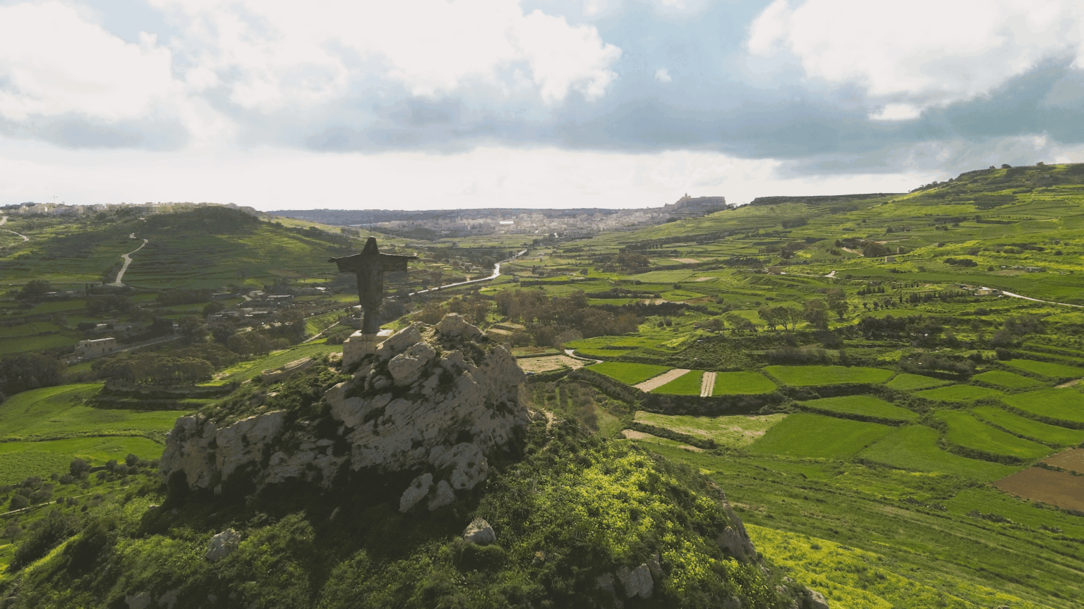 Droneshot of Tas-Salvatur on Gozo.