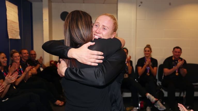 World Cup 2019 winning moment in locker room with Laura Langman and Noeline Taurua