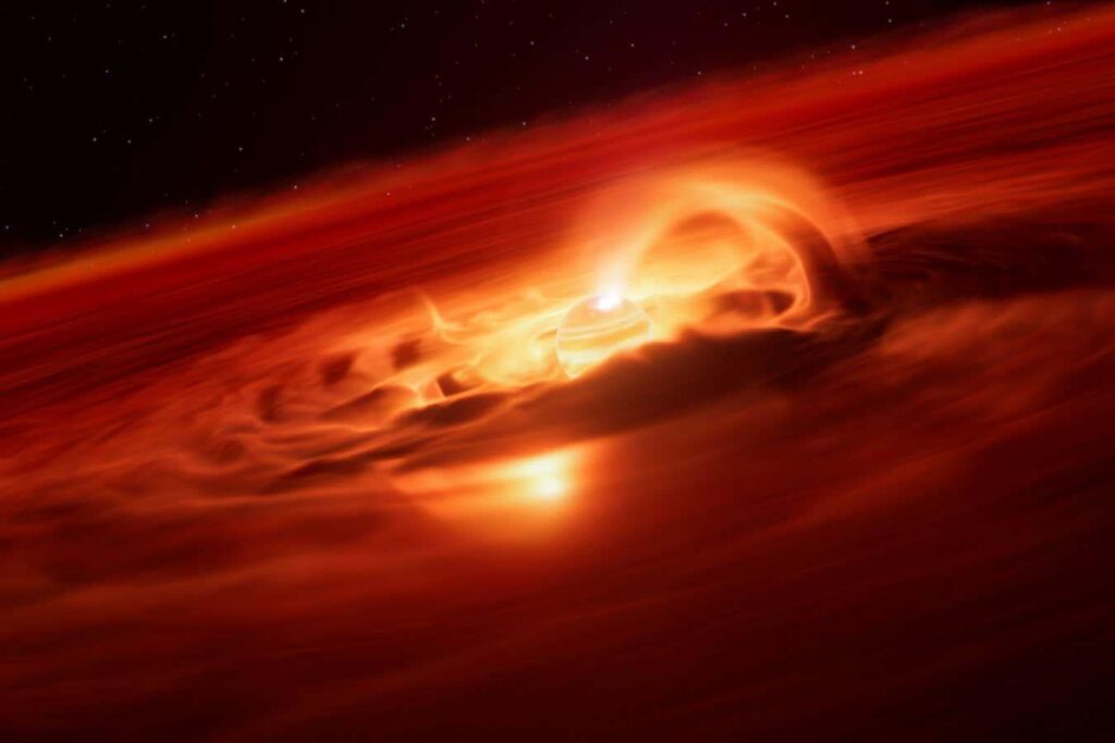A rogue planet has been caught eating 6 billion tonnes of gas and dust per second