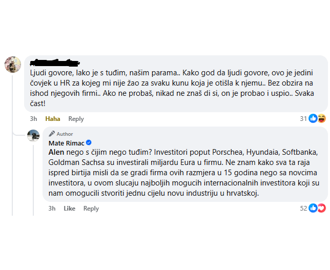 In a new Facebook post, Mate Rimac explains how to build a company