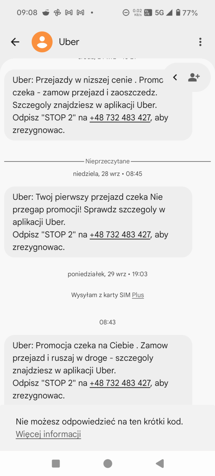 Suspicious messages from Uber urging to write messages to the given number. Have you ever had something like that?