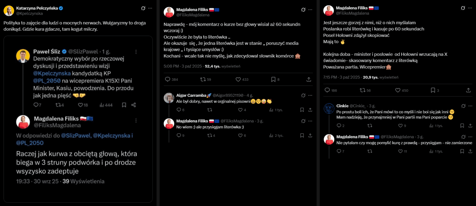 MP Magdalena Filiks (PO) compared Minister Katarzyna Pełczyńska-Nałęcz (Poland 2050) to “Kurwy with a cut head”. He swears that it was a typo, but at the same time he claims that it was “good” and “real” commentary MP Magdalena Filiks (PO) compared Minister Katarzyna Pełczyńska-Nałęcz (Poland 2050) to "Kurwy with a cut head". He swears that it was a typo, but at the same time he claims that it was "good" and "real" commentary