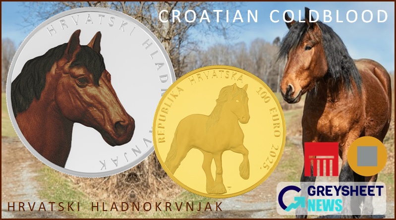 enlarged image for Croatia. Exceptional Design on New Gold and Silver Proof Coins Features Native Equine Breed