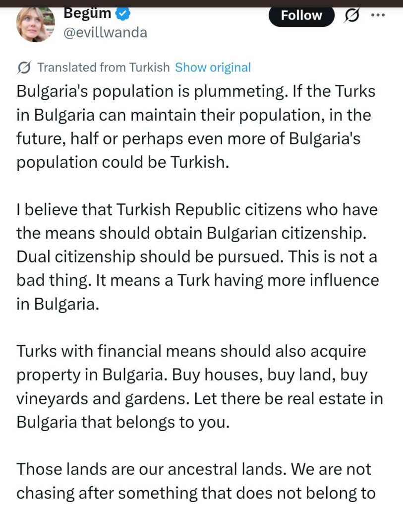one of Turkey’s main influencers calls for the colonisation of Bulgaria following Montenegro crisis