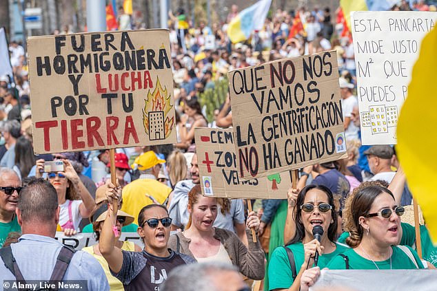 Pictured: Protests in Gran Canaria, Canary Islands, Spain, in May