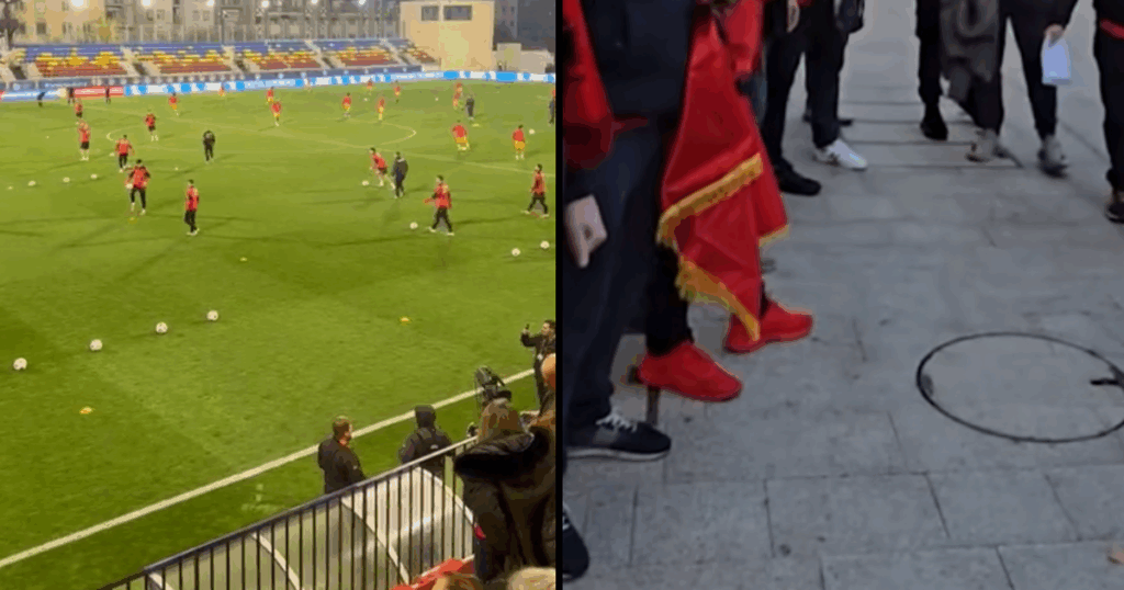 Red and black celebration begins in Andorra, 75% of the stadium filled with Albanians