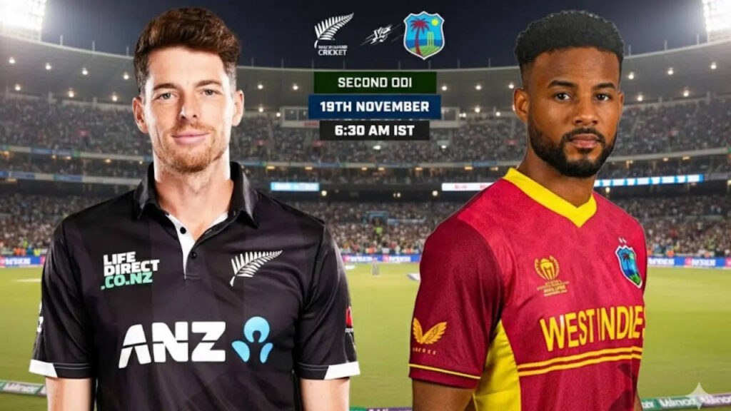 WI 70/3 (12.5) vs NZ | New Zealand vs West Indies 2nd ODI Live Score | New Zealand vs West Indies 2nd ODI Match Scorecard, Ball-by-Ball Commentary Updates