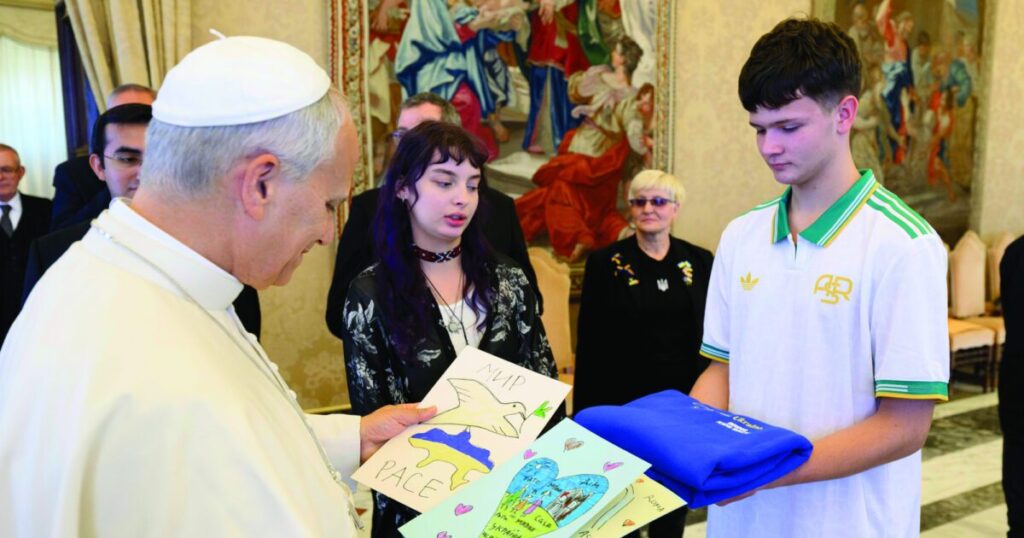 Pope meets young people returned to Ukraine from Russia