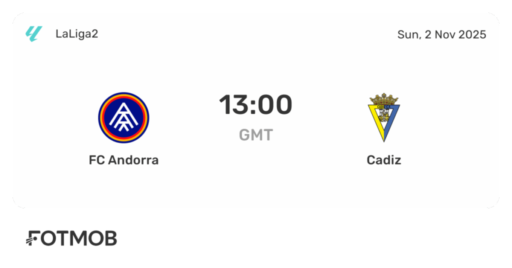 FC Andorra vs Cadiz - live score, predicted lineups and H2H stats