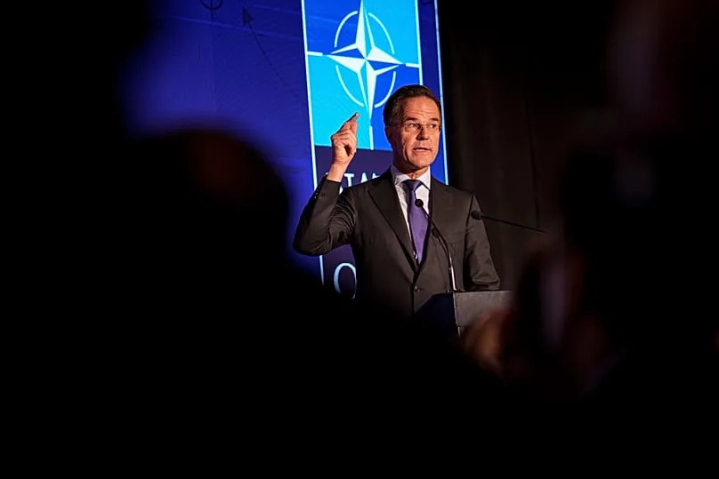 NATO Secretary General Mark Rutte speaks during the NATO Industry Forum in Bucharest, 6 November, 2025