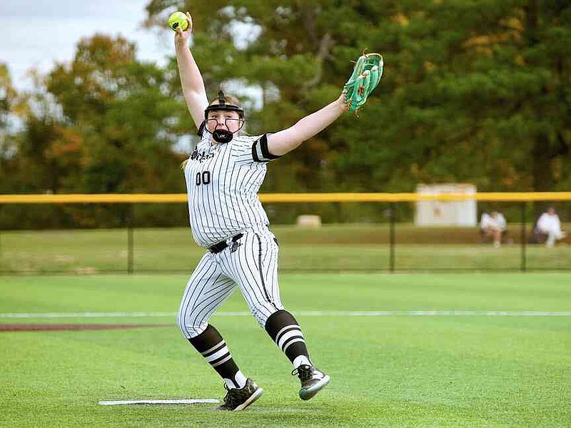Black Sox pitcher Kam Ricord works the mound against the Southern Flex of Emerson, Ark., on Dave Hall Field in a 14U game of the Turkey Trot on Turf tournament Sunday, Nov. 16, 2025, at the Swanger Complex in Texarkana, Texas. The Black Sox are from Bossier City, La. (Staff photo by Stevon Gamble)
