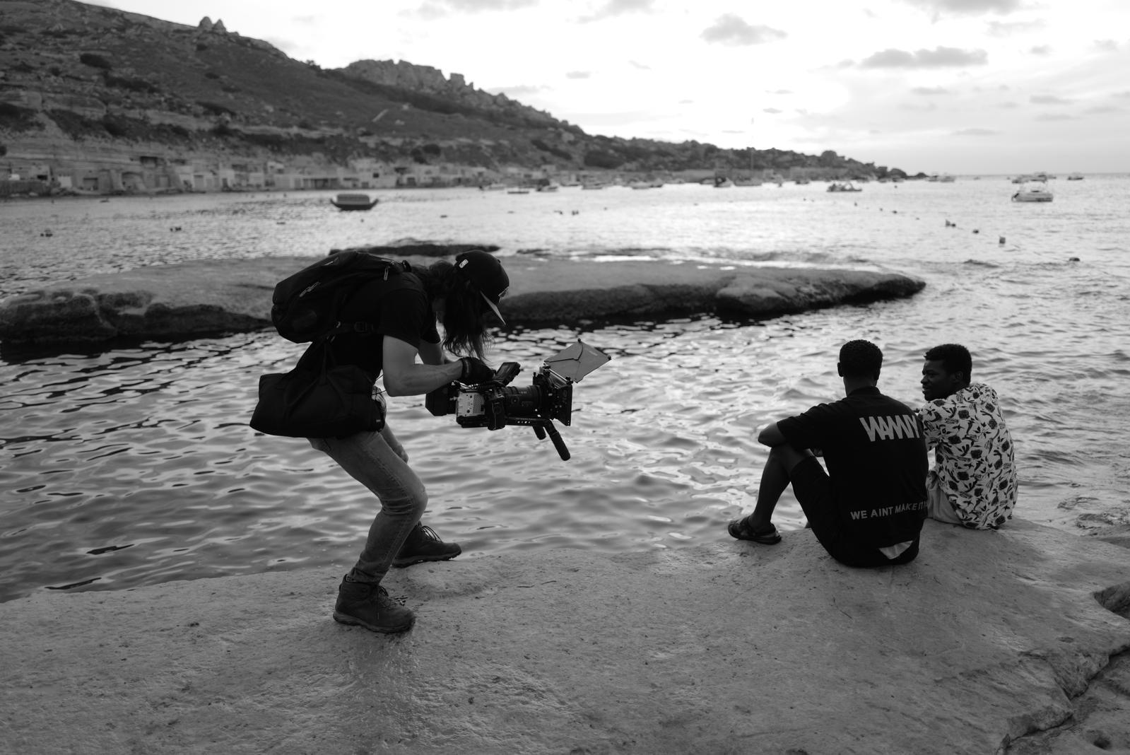 A behind the scene snap of Dursa and Negmeldin during filming. Credit: Renee Osubu