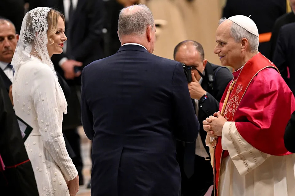 Maria Laura Antonelli via Vatican Pool/Getty Princess Charlene and Prince Albert meet Pope Leo on May 18, 2025