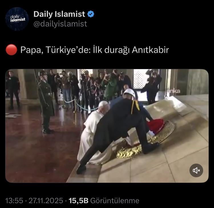 Political Islamists, who were silent until the Pope came, started to make provocations when the Pope visited Anıtkabir.